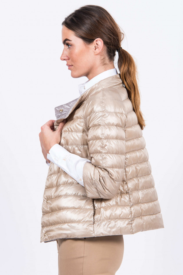 Herno Wende-Daunenjacke mit Stehkragen in Beige/Grau