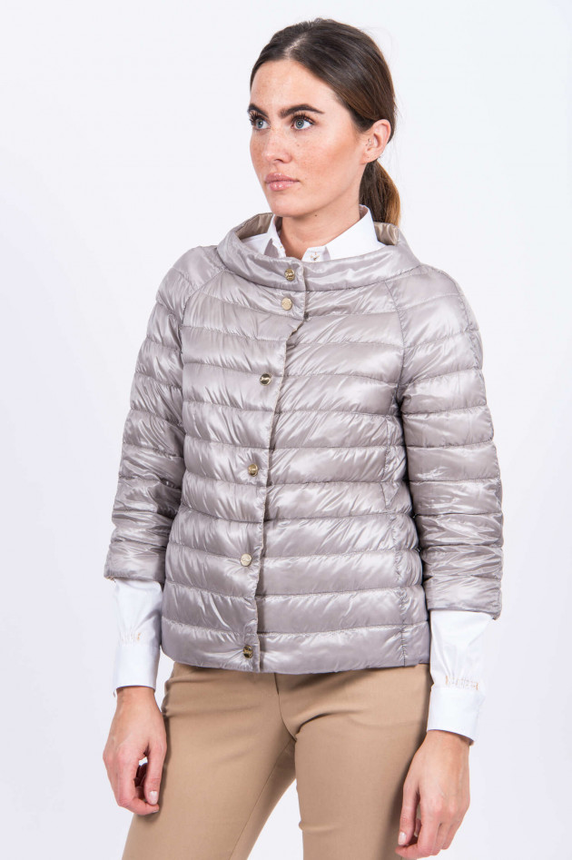 Herno Wende-Daunenjacke mit Stehkragen in Beige/Grau