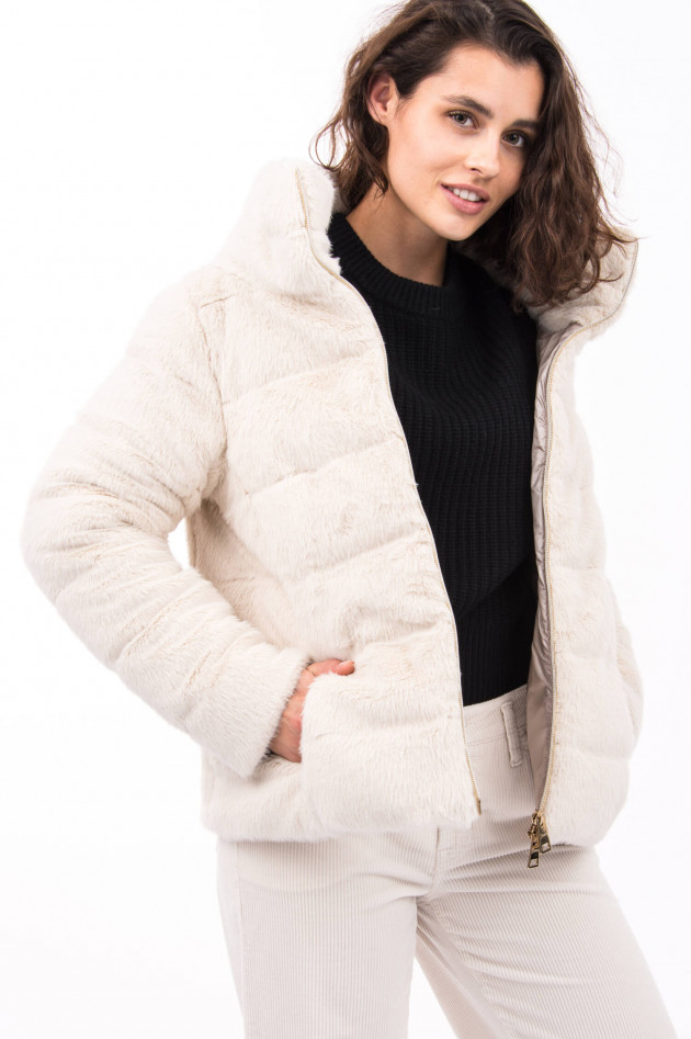 Herno Daunenjacke mit Fake-Fur in Champagner