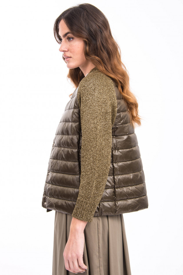 Herno Daunengilet mit Strickarm in Oliv