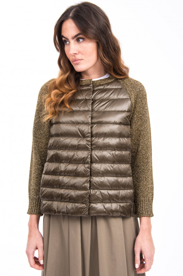 Herno Daunengilet mit Strickarm in Oliv