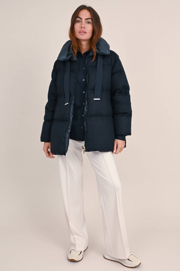 Herno Oversize Jacke aus Seide und Cashmere in Navy