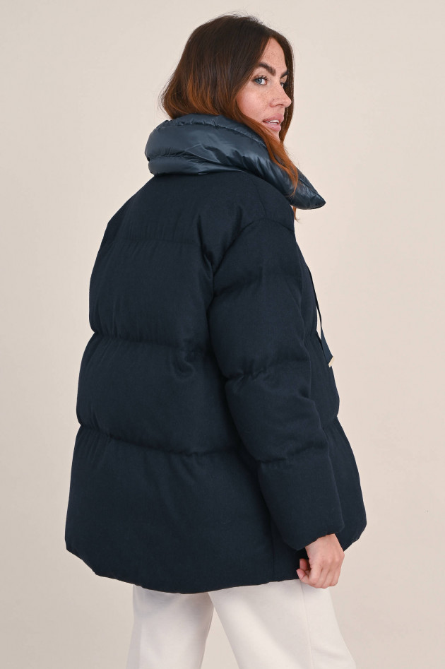 Herno Oversize Jacke aus Seide und Cashmere in Navy