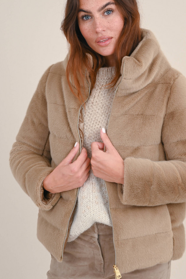 Herno Kunstfell Jacke in Camel