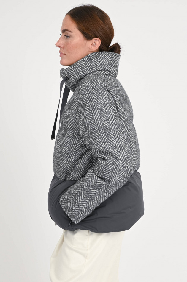 Herno Steppjacke aus Woll-Mix in Grau/Weiß gemustert