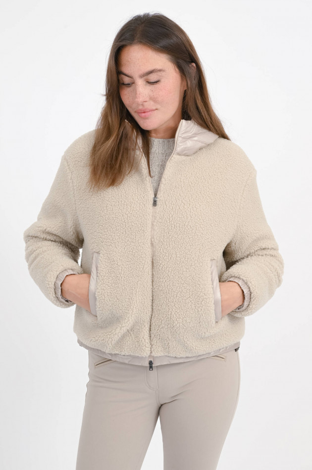 Herno Cropped Shearling-Bomberjacke in Chantilly