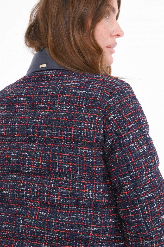 Herno Daunenjacke aus Tweed in Navy/Rot