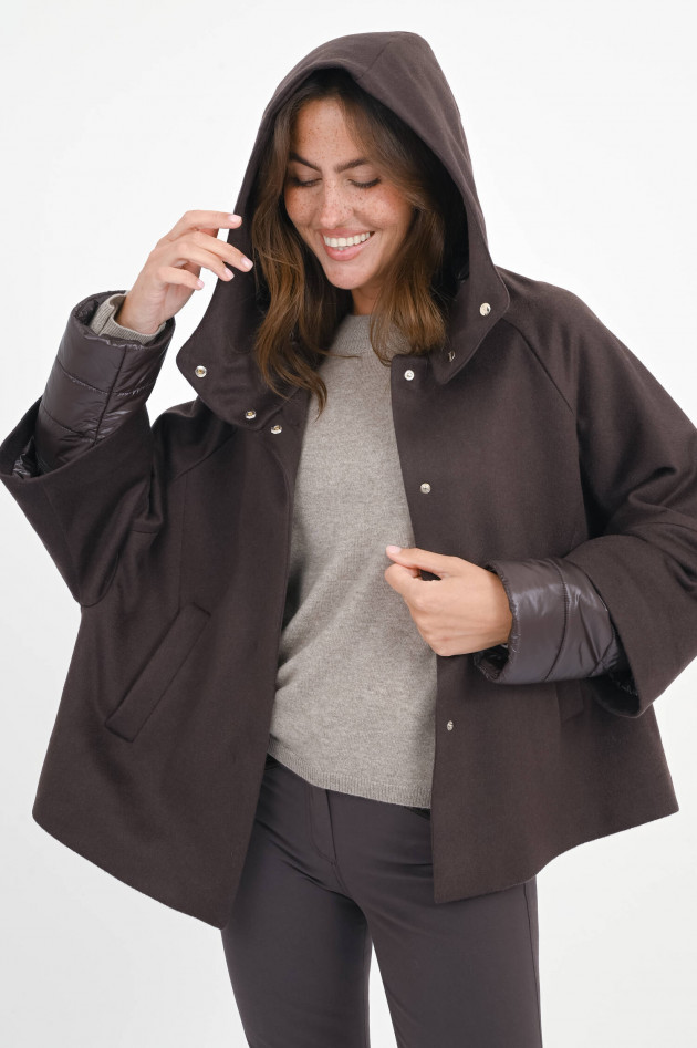 Herno Cashmere Jacke mit Steppärmeln in Braun