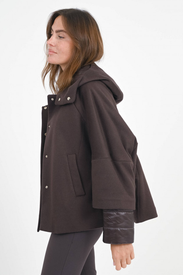 Herno Cashmere Jacke mit Steppärmeln in Braun
