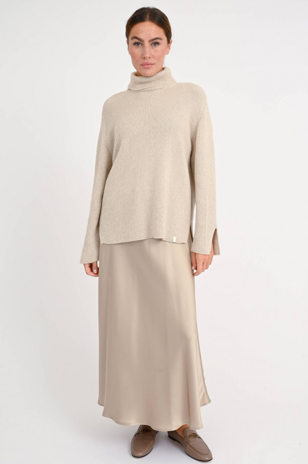 Herno Rollkragenpullover mit Glitzereffekt in Beige