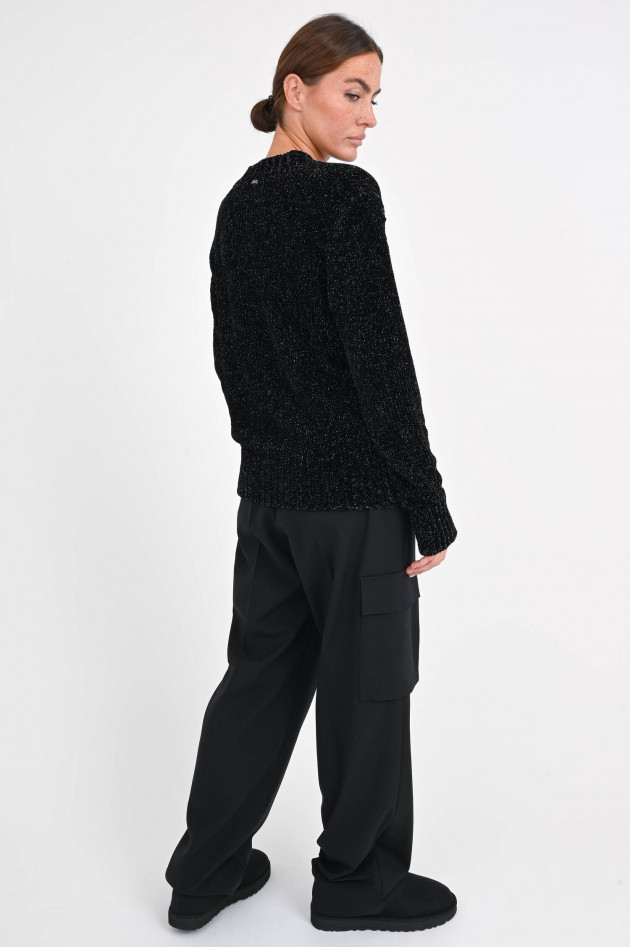 Herno Weicher Pullover mit V-Ausschnitt in Schwar/Silber