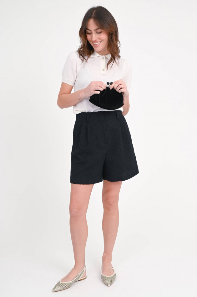 Herno Bouclé-Bermuda mit Glitzerfaser in Schwarz