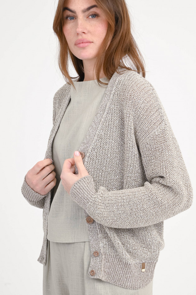 Herno Strickweste mit Pailletten in Taupe meliert