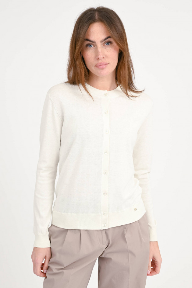 Herno Cardigan aus Baumwoll-Seide-Mix in Panna