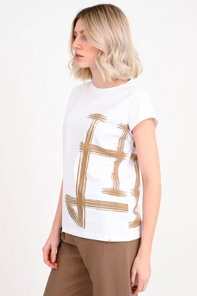 Herno T-Shirt mit XL-Monogram in Weiß/Beige