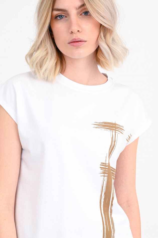Herno T-Shirt mit XL-Monogram in Weiß/Beige