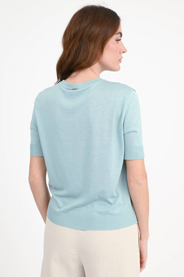 Herno T-Shirt mit Satin-Einsatz in Azzuro Minerale
