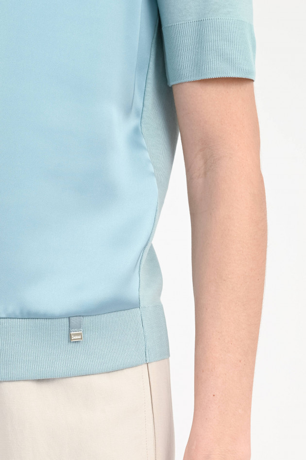 Herno T-Shirt mit Satin-Einsatz in Azzuro Minerale