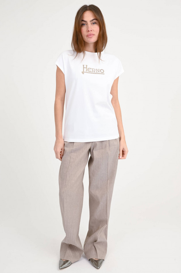 Herno Baumwollshirt mit Herno-Glitzersteinen in Weiß