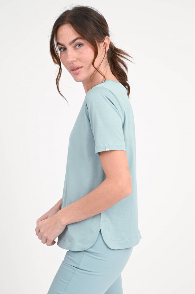 Herno T-Shirt mit abgerundetem Saum in Azzuro Minerale