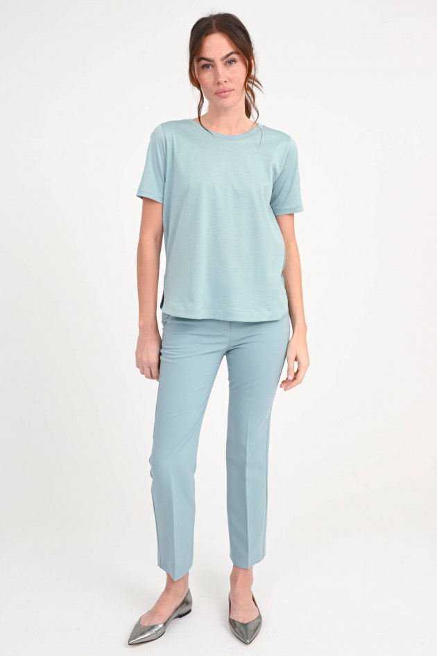 Herno T-Shirt mit abgerundetem Saum in Azzuro Minerale