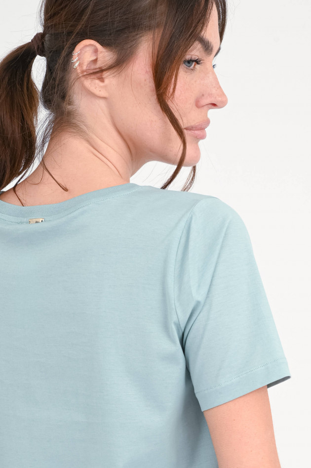 Herno T-Shirt mit abgerundetem Saum in Azzuro Minerale