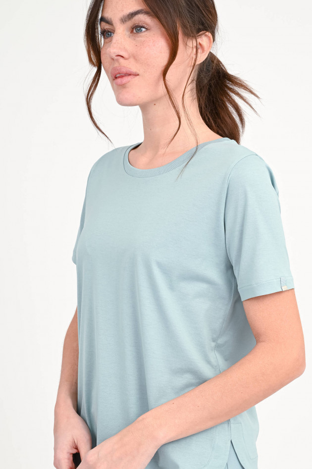Herno T-Shirt mit abgerundetem Saum in Azzuro Minerale