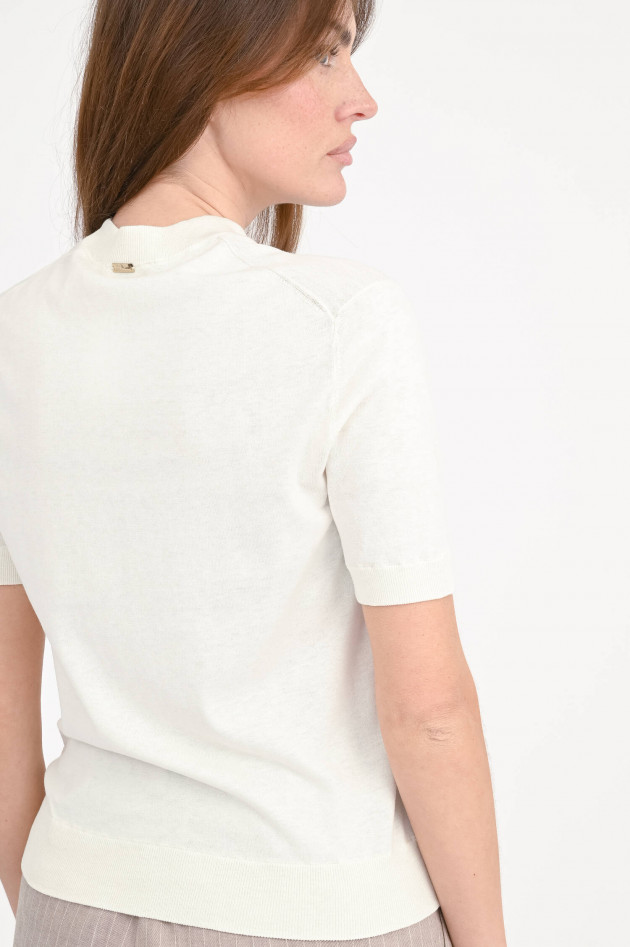 Herno Kurzarm-Pullover aus Seiden-Mix in Panna