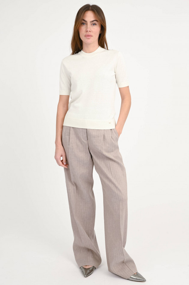 Herno Kurzarm-Pullover aus Seiden-Mix in Panna