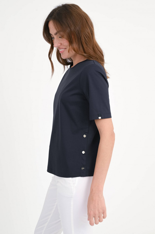 Herno T-Shirt mit Knopfleiste in Navy