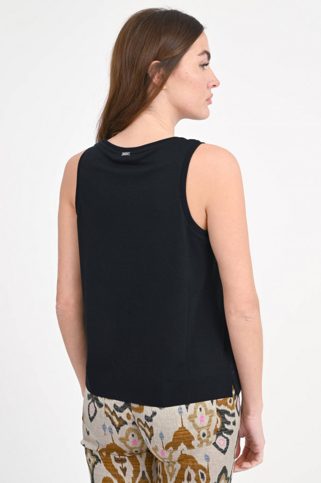 Herno Satin-Top mit Rippstrick in Schwarz