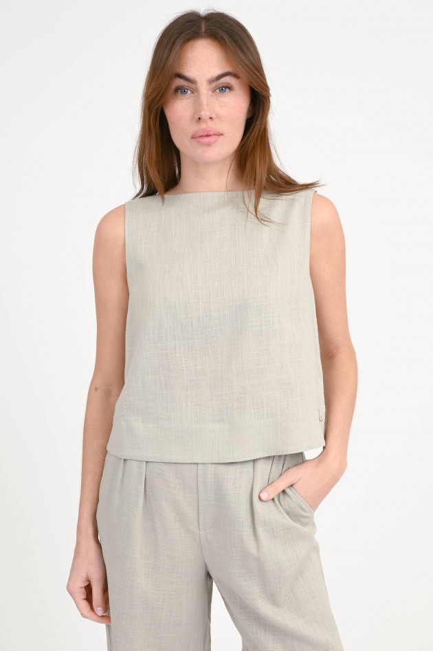 Herno Leinen-Viskose-Top in Strandbeige