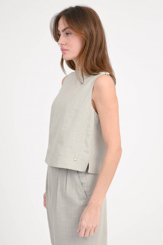 Herno Leinen-Viskose-Top in Strandbeige