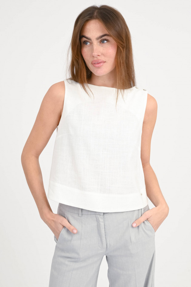 Herno Leinen-Viskose-Top in Bianco