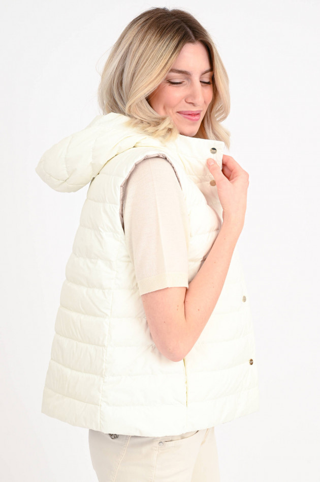 Herno Daunen-Wende-Gilet in Beige/Weiß