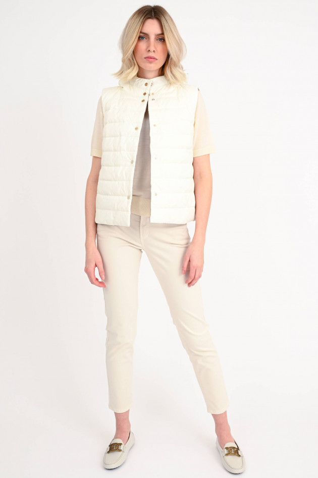 Herno Daunen-Wende-Gilet in Beige/Weiß