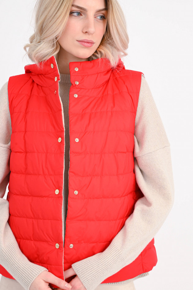 Herno Daunen-Wende-Gilet in Beige/Rot