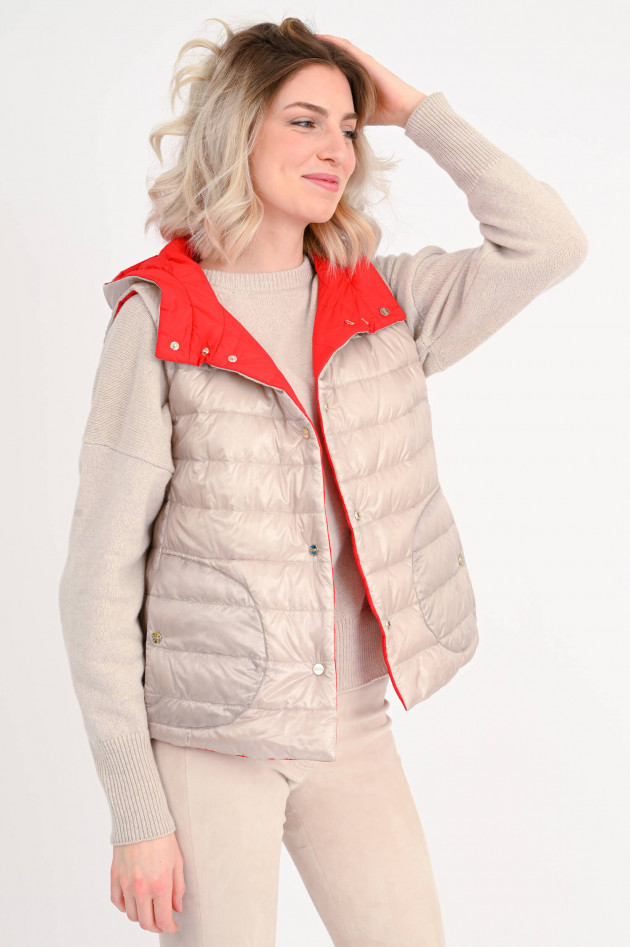 Herno Daunen-Wende-Gilet in Beige/Rot