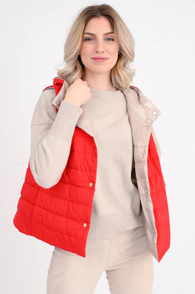 Herno Daunen-Wende-Gilet in Beige/Rot