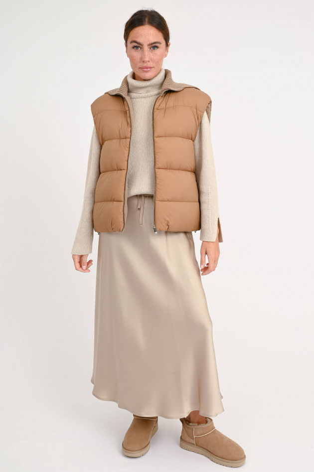 Herno Gilet mit Strickkragen in Camel