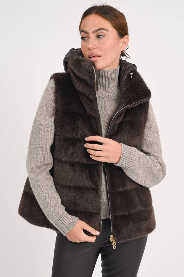 Herno Gilet aus Kunstfell in Braun