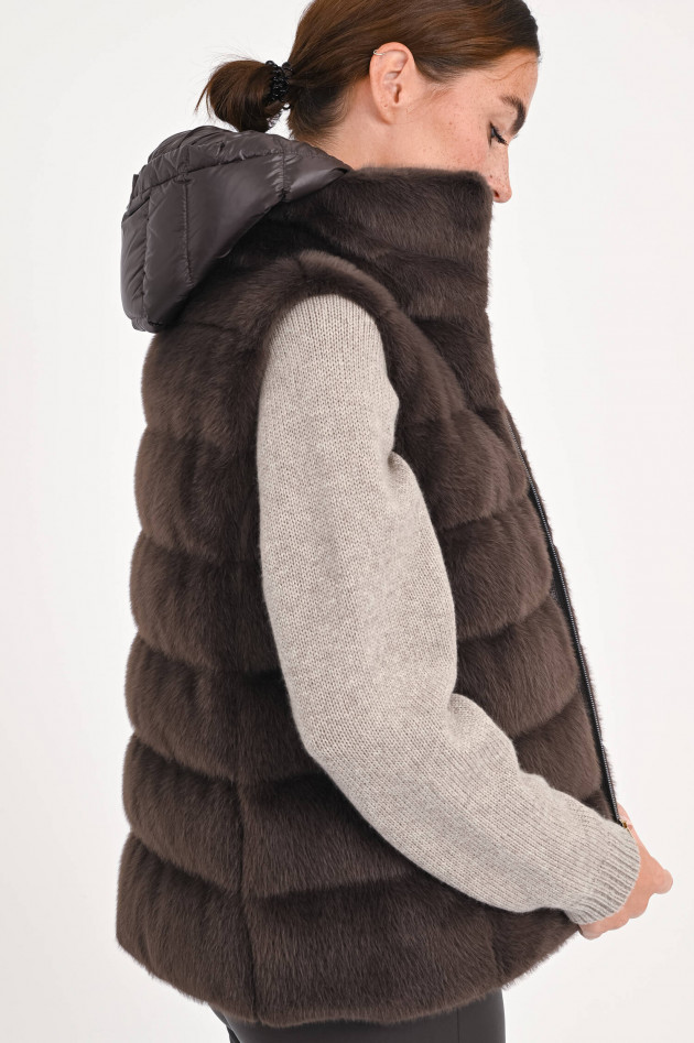 Herno Gilet aus Kunstfell in Braun