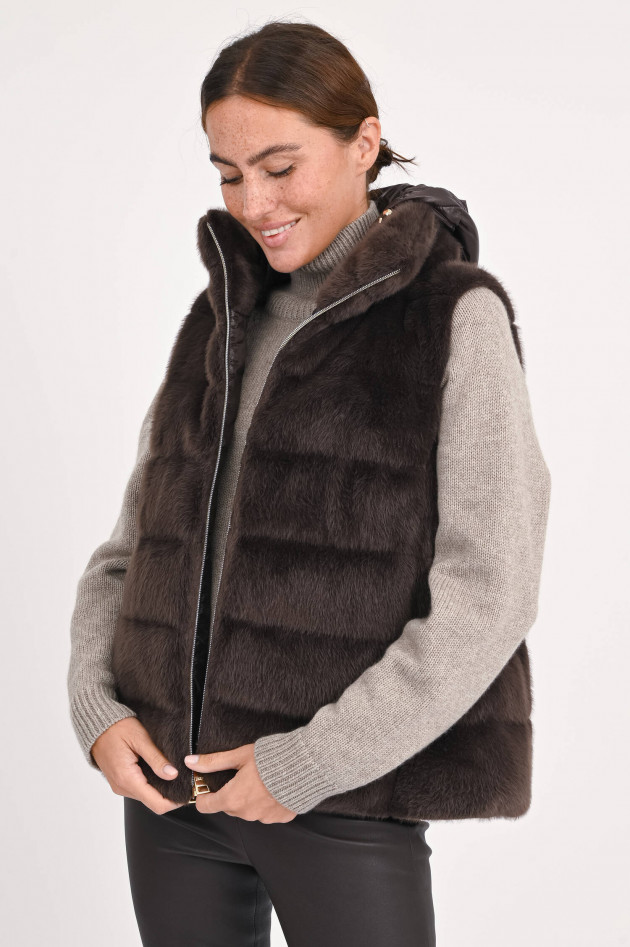 Herno Gilet aus Kunstfell in Braun