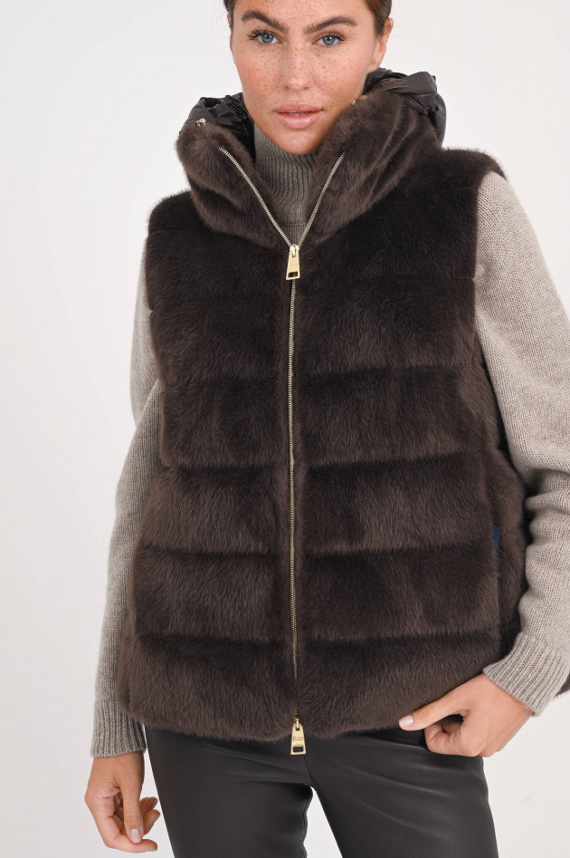 Herno Gilet aus Kunstfell in Braun