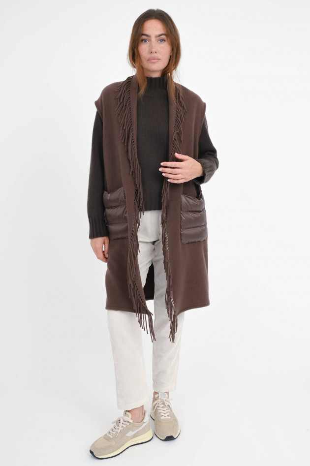Herno Langes Gilet mit Fransen in Chocolate