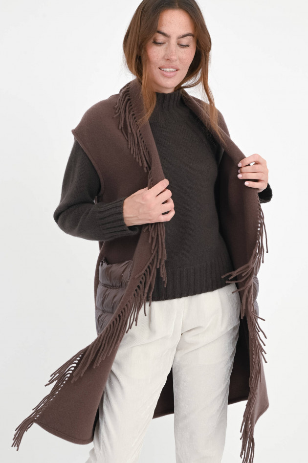 Herno Langes Gilet mit Fransen in Chocolate