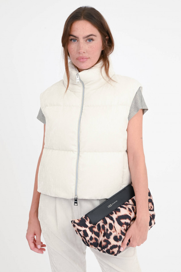 Herno Samt-Gilet mit dezentem Glitzer in Creme