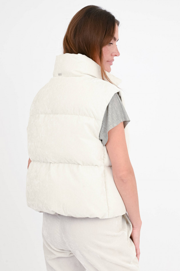 Herno Samt-Gilet mit dezentem Glitzer in Creme