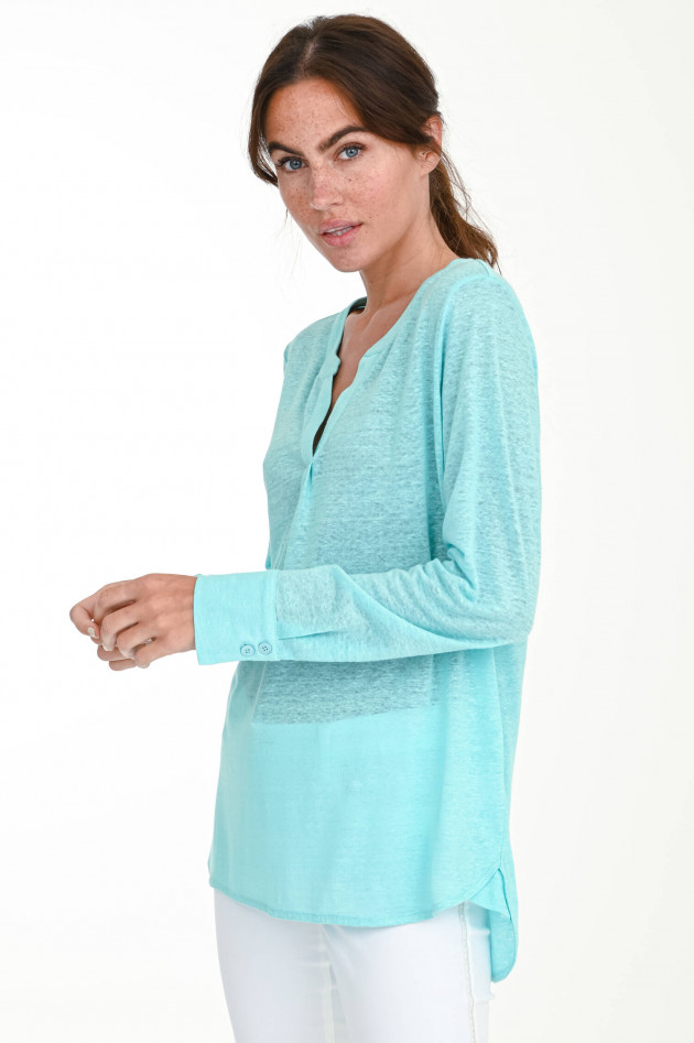 herzen´S angelegenheit Leinenshirt mit Tunika-Ausschnitt in Türkis