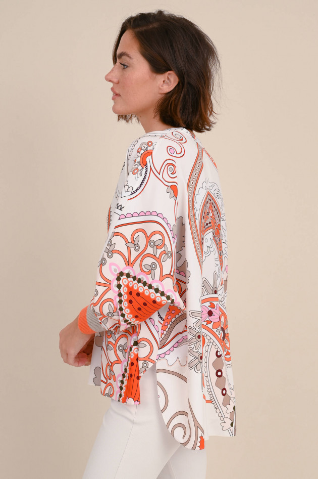 herzen´S angelegenheit Seidenbluse mit Pailsey Print in Weiß/Orange